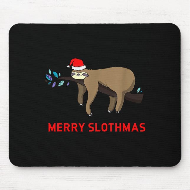 Alfombrilla De Ratón Merry Slothmas Funny Sloth Christmas  (Frente)
