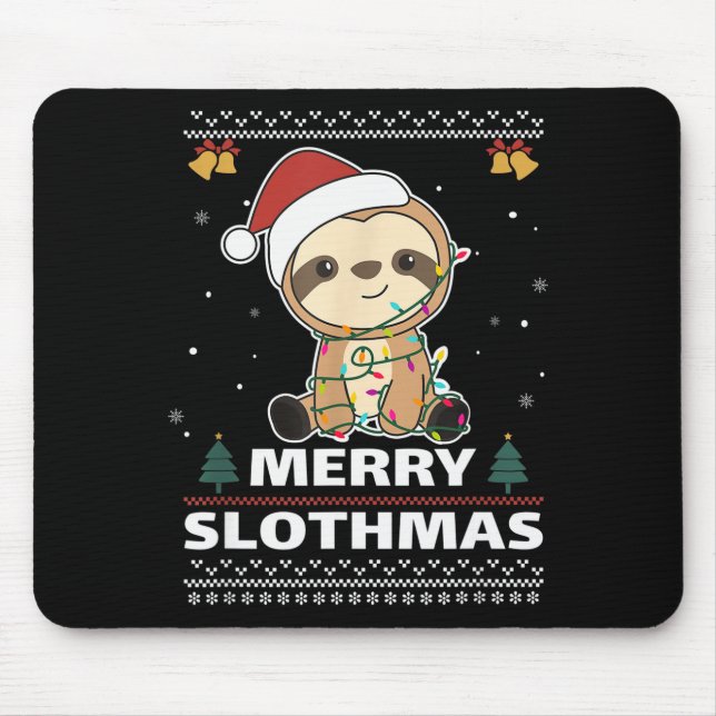 Alfombrilla De Ratón Merry Slothmas Funny Sloth Christmas Pun  (Frente)