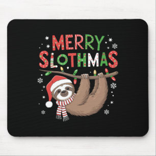 Alfombrilla De Ratón Merry Slothmas Santa Hat Pajamas Sloth Lover Chica