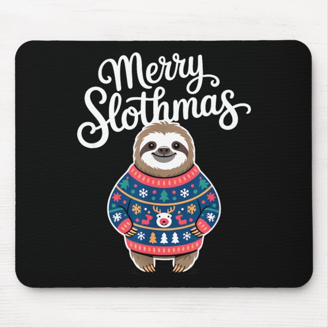 Alfombrilla De Ratón Merry Slothmas Sweater Funny Sloth Christmas Pajam (Frente)