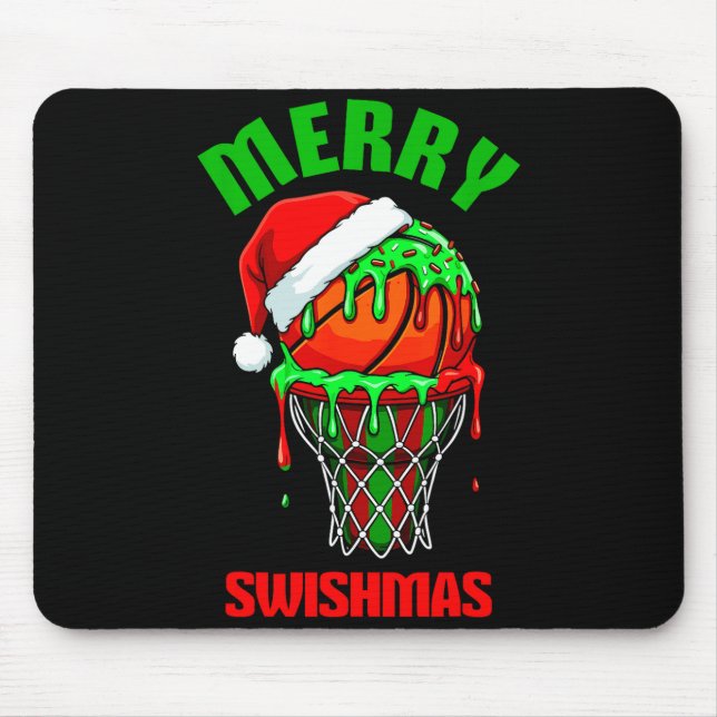 Alfombrilla De Ratón Merry Swishmas Basketball Ugly Christmas Xmas Men  (Frente)