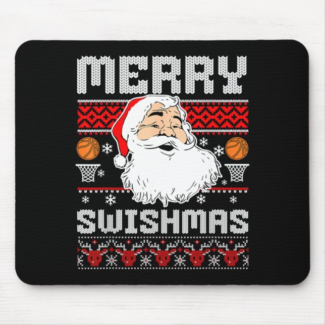 Alfombrilla De Ratón Merry Swishmas Basketball Xmas Ugly Christmas Men  (Frente)