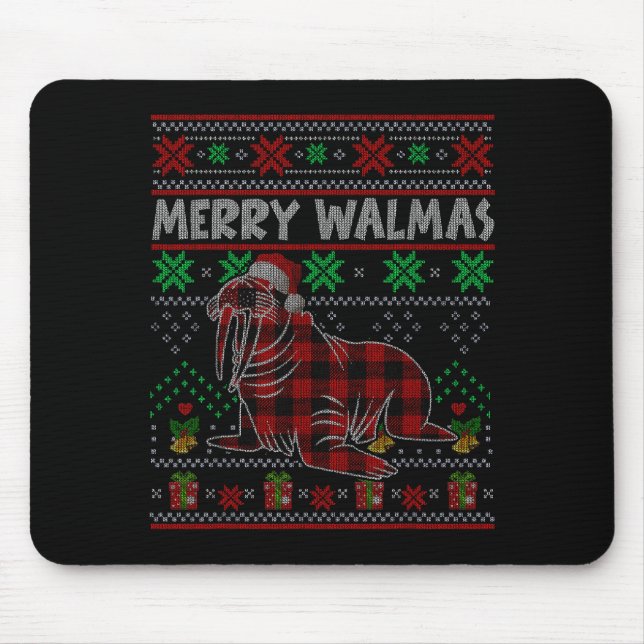 Alfombrilla De Ratón Merry Walmas Ugly Christmas Sweater Walrus Sea Ani (Frente)