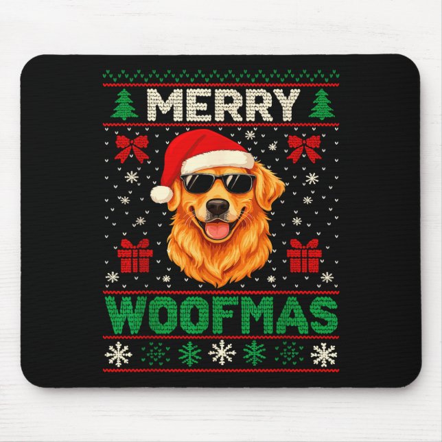 Alfombrilla De Ratón Merry Woofmas Ugly Christmas Jumper Xmas Dog Lover (Frente)