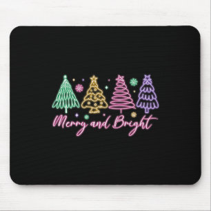 Alfombrilla De Ratón Merry Y Bright Christmas Tree Merry Xmas Chica Wo