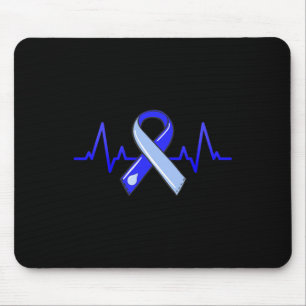 Alfombrilla De Ratón Mes de Conciencia Cinta Azul Heartbeat