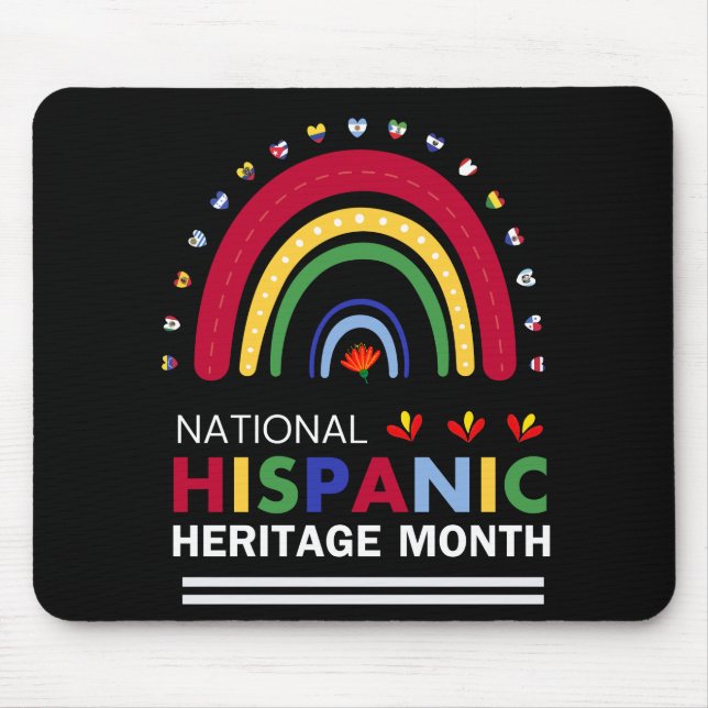 Alfombrilla De Ratón Mes del patrimonio hispano: arcoiris y banderas (Frente)