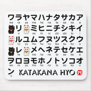 Alfombrilla De Ratón Mesa katakana japonesa (Gato afortunado)