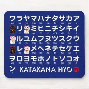 Alfombrilla De Ratón Mesa katakana japonesa (Gato afortunado)