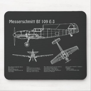 Alfombrilla De Ratón Messerschmitt Bf 109 - Avión Blueprint PD