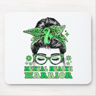 Alfombrilla De Ratón Messy Bun Leopard Green Ribbon Mental Health Warri