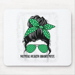 Alfombrilla De Ratón Messy Bun Mental Health S Awareness Green Ribbon