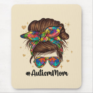 Alfombrilla De Ratón Messy Bun Orgulloso Autismo Mamá