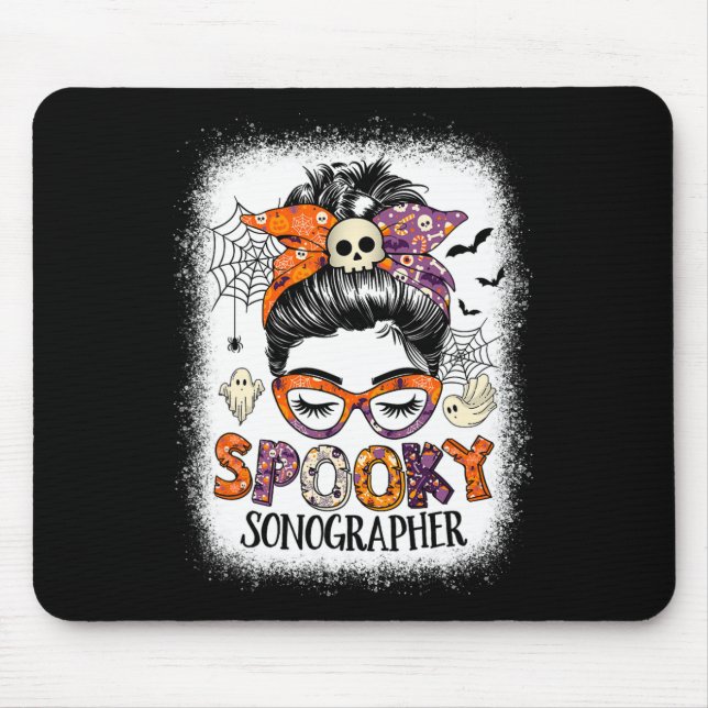 Alfombrilla De Ratón Messy Bun Spooky Sonographer Fun disfraz de Hallow (Frente)