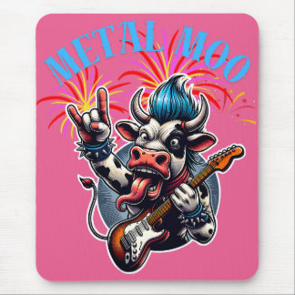 Alfombrilla De Ratón    Metal Moo-d – Rockin' Cow with a Guitar
