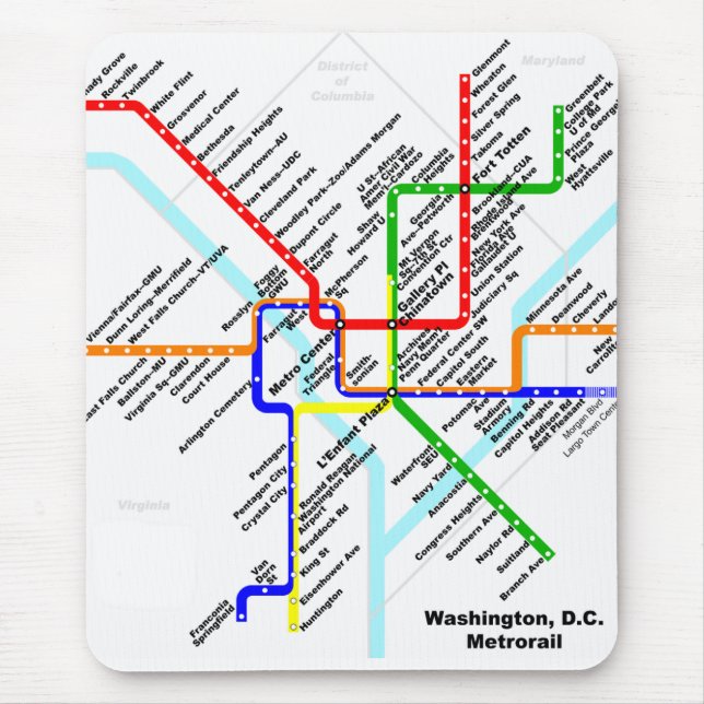 Alfombrilla De Ratón Metro Mousepad de la C.C. de Washington (Frente)