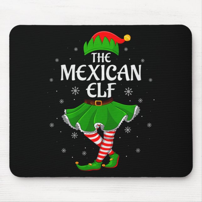 Alfombrilla De Ratón Mexican Elf Christmas Family Girls Women Elf Squad (Frente)