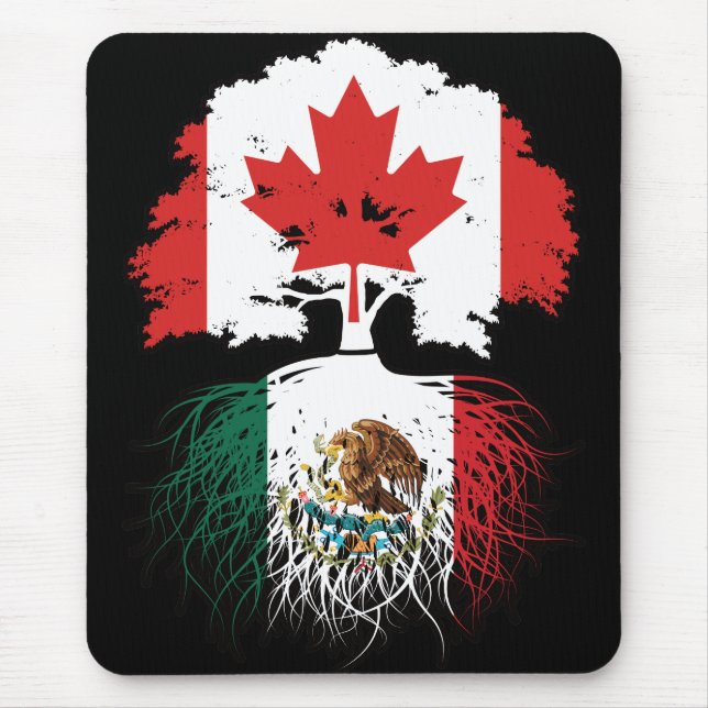 Alfombrilla De Ratón México México Bandera de raíces de árboles canadie (Frente)