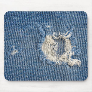 Alfombrilla De Ratón Mezclilla azul deshilachada