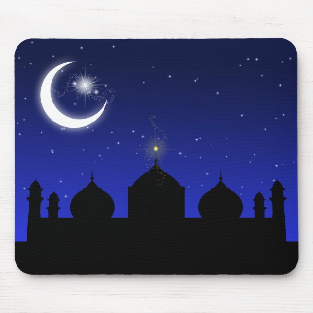 Alfombrilla De Ratón Mezquita Silhouette de noche - Mousepad (Frente)