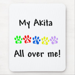 Alfombrilla De Ratón Mi Akita camina por mí