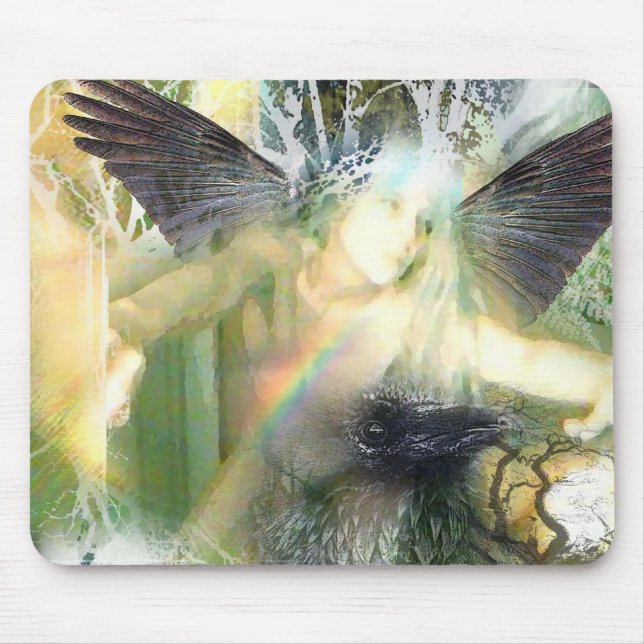 Alfombrilla De Ratón Mi arco iris por el cuervo rojo (Frente)