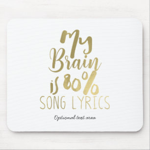 Alfombrilla De Ratón Mi cerebro es 80% letras de canciones PERSONALIZAD