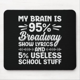 Alfombrilla De Ratón Mi cerebro es 95% letras de Broadway nerd teatro m