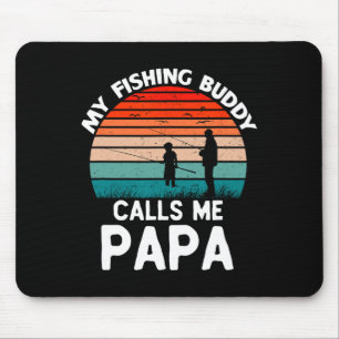 Alfombrilla De Ratón Mi compañero de pesca me llama Papa Retro Vintage