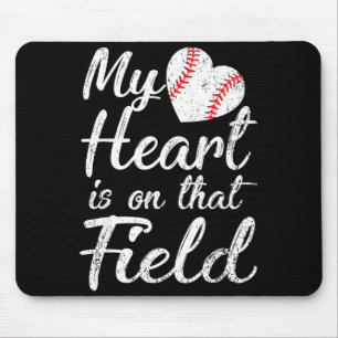 Alfombrilla De Ratón Mi corazón está en ese campo mama de béisbol softb