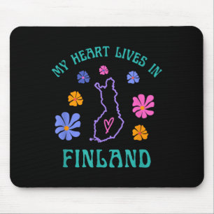 Alfombrilla De Ratón Mi Corazón Vive En Finlandia Viajes Retro Groovy Y