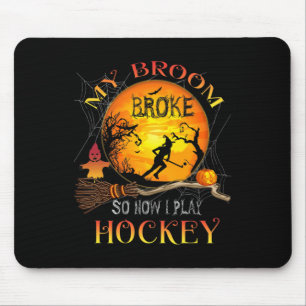 Alfombrilla De Ratón Mi escoba se rompió así que ahora voy hockey Hallo