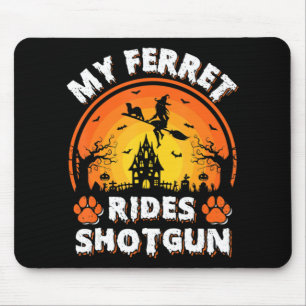 Alfombrilla De Ratón Mi Ferret Ride Witch Shotgun Fun Ferret Halloween