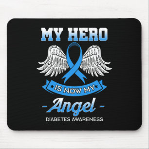 Alfombrilla De Ratón Mi héroe ahora es mi ángel diabetes azul