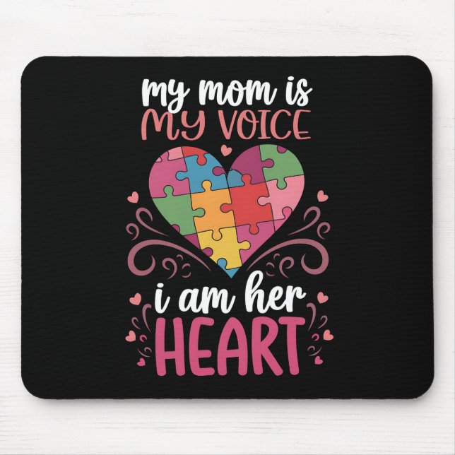 Alfombrilla De Ratón Mi Mamá Es Mi Voz Autismo Conciencia Autista (Frente)