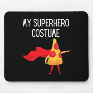 Alfombrilla De Ratón Mi superhéroe pizza con disfraz de Cape Halloween