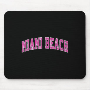 Alfombrilla De Ratón Miami Beach Florida Fl Vintage Sports Design Pink