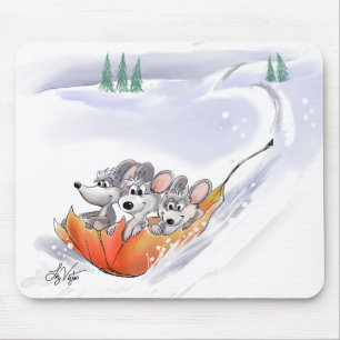 Alfombrilla De Ratón Mic, Mac & Moe's Winter Holiday Landscape Mousepad
