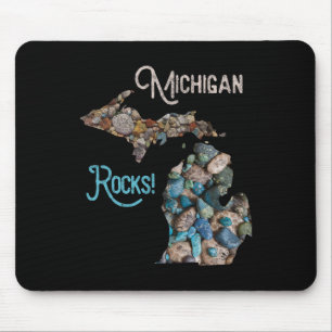 Alfombrilla De Ratón Michigan sacude piedra Petoskey Cazando a Tee Grea