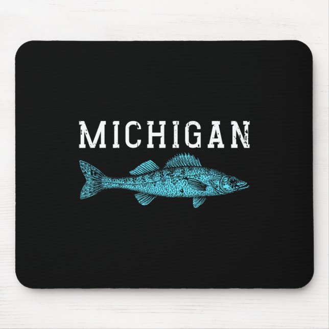 Alfombrilla De Ratón Michigan Walleye Pescador Angler Midwest (Frente)