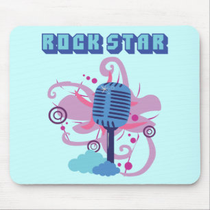 Alfombrilla De Ratón Micrófono estrella de rock