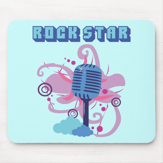 Alfombrilla De Ratón Micrófono estrella de rock (Frente)