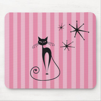 Alfombrilla De Ratón Mid-Century Atomic Black Cat Mousepad