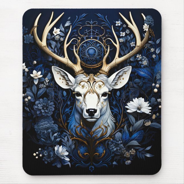 Alfombrilla De Ratón Midnight Celestial Floral Gothic Deer  (Frente)