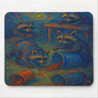 Alfombrilla De Ratón Midnight Mischief – Raccoons Getting into Trouble 
