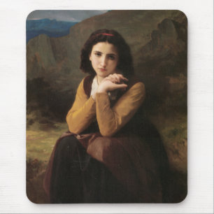 Alfombrilla De Ratón Mignon (Chica joven dulce francés) (de Bouguereau)