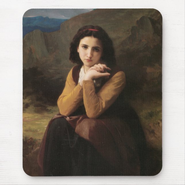 Alfombrilla De Ratón Mignon (Chica joven dulce francés) (de Bouguereau) (Frente)