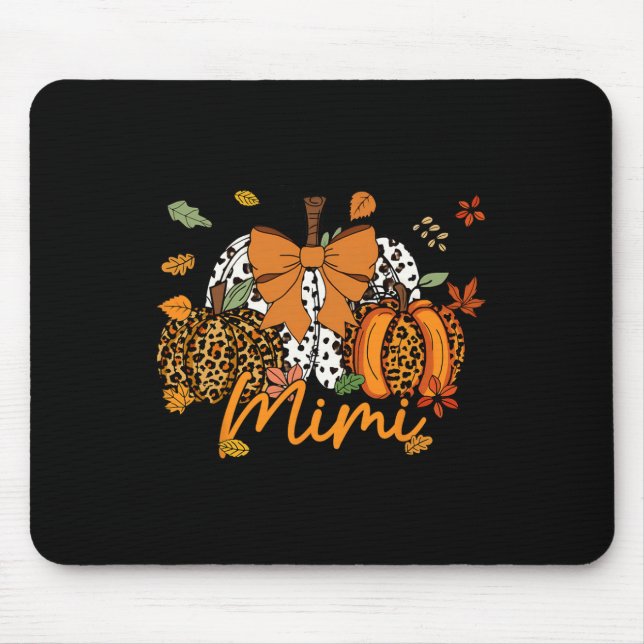 Alfombrilla De Ratón Mimi Thankding Leopard Pumpkin Coquette Bow Mom (Frente)