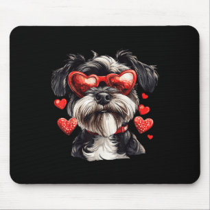Alfombrilla De Ratón Miniature Schnauzer Corazón Gafas Día de San Valen
