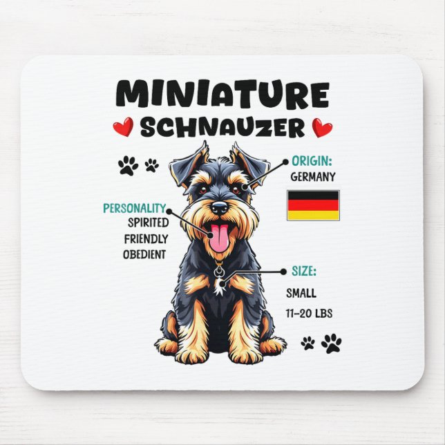Alfombrilla De Ratón Miniature Schnauzer Owner Funny Mini Schnauzer Lov (Frente)